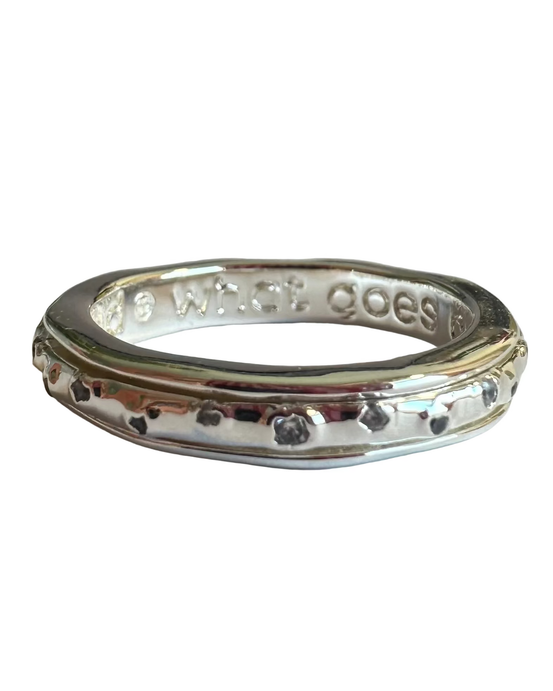 Rhinestone Silver Ring - Size 8