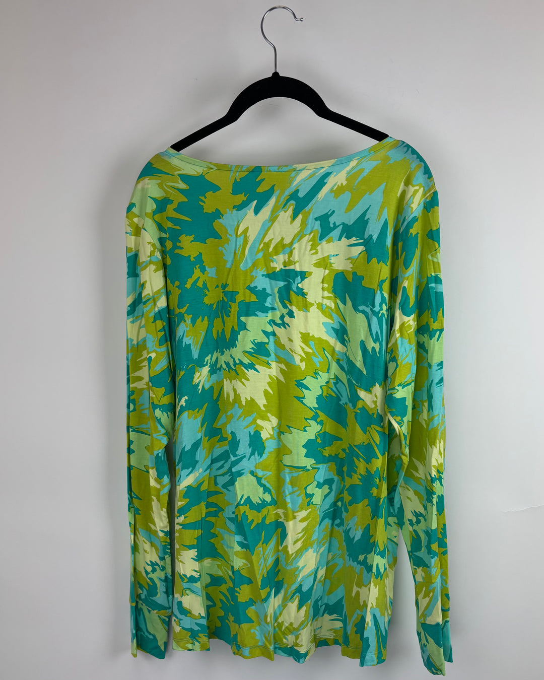 Shades Of Blue and Green Abstract Top - Size 14/16