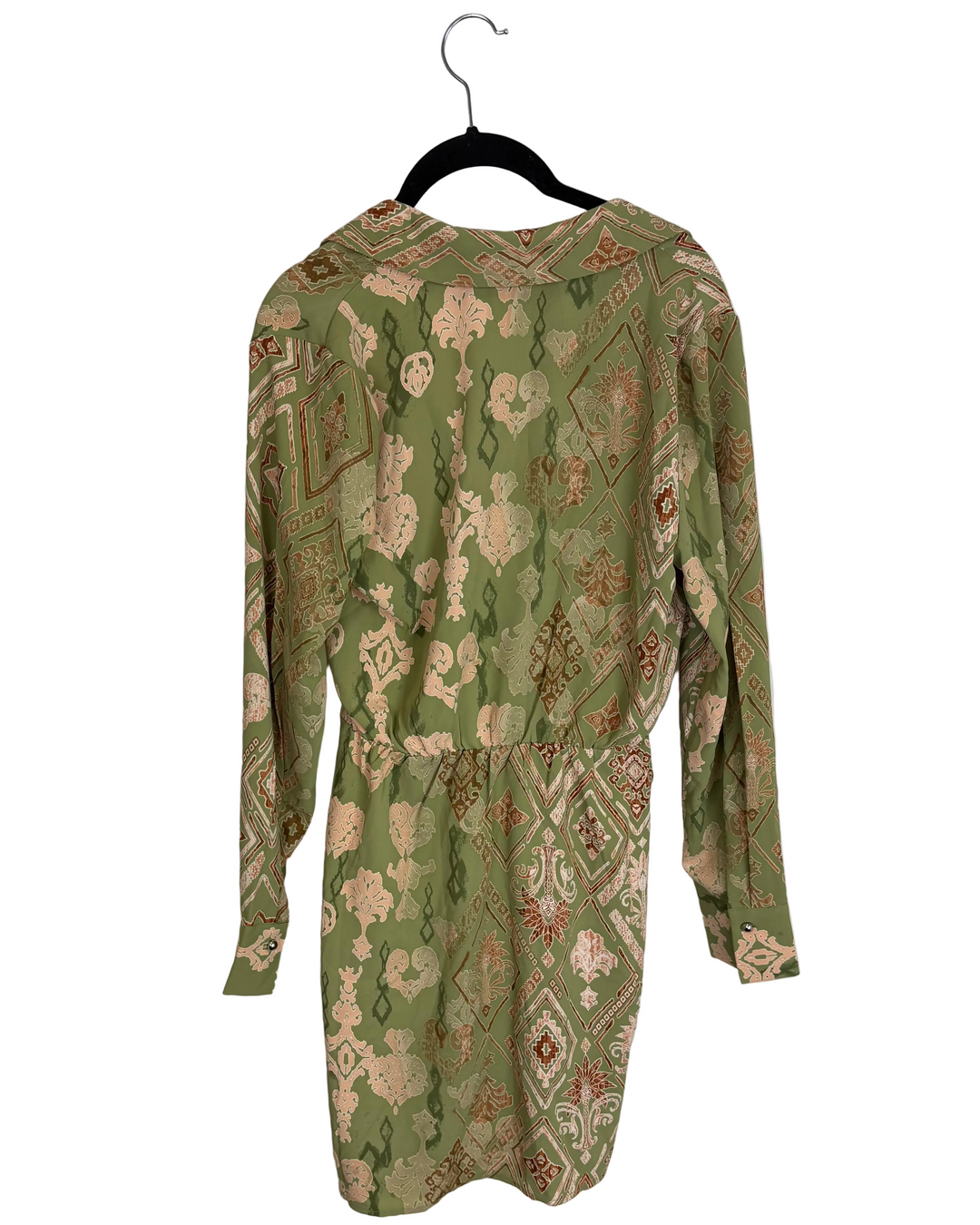 Sage Green and Brown Geometric Dress - Size 4/6