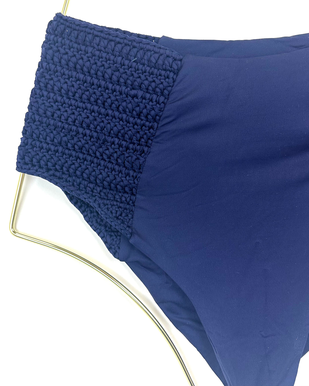 Navy Blue Crochet High Waisted Bikini Bottom - Extra Small and Small