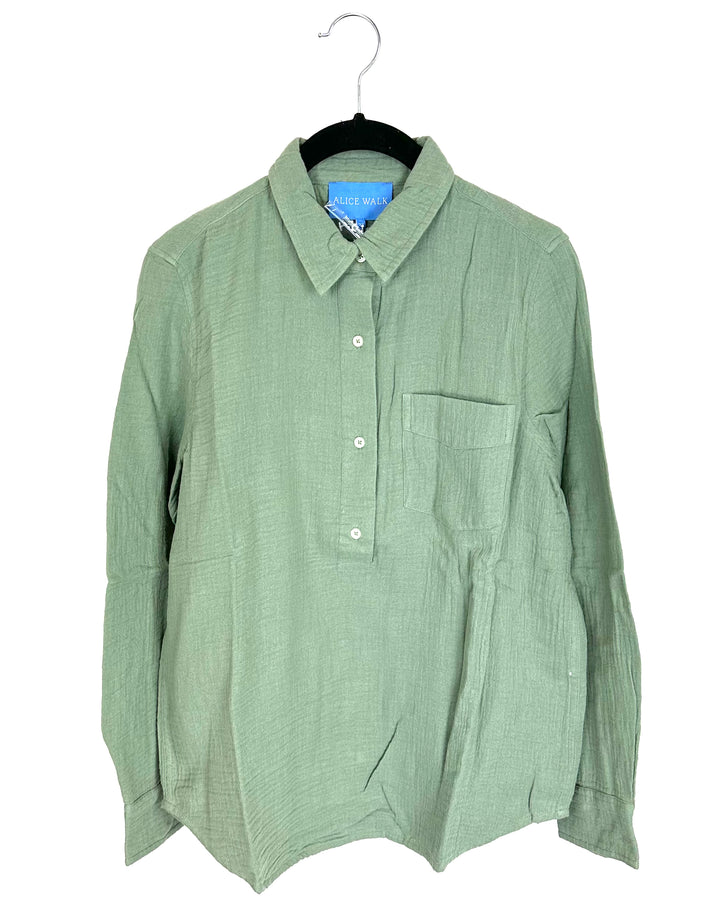 Fern Green Button Up Blouse - Size 0/2 and 8/10