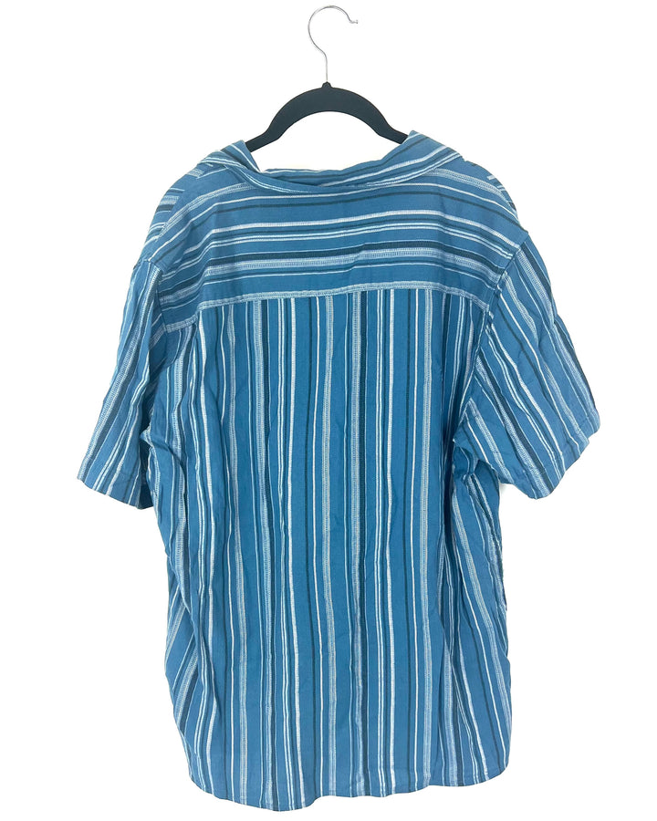 MENS Ocean Blue Striped Button-Up - Medium