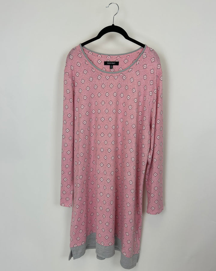 Baby Pink Patterned Nightgown - 1X