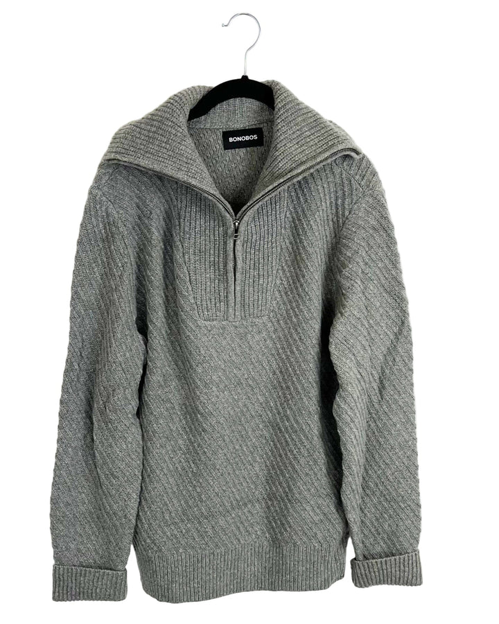 Gray Zip Sweater - Mens Medium / Womens Large