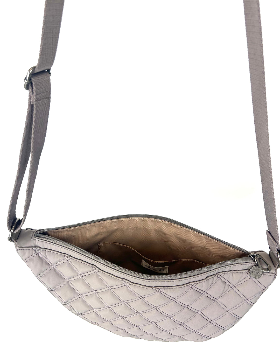 Taupe Quilted Crescent Shoulder Bag