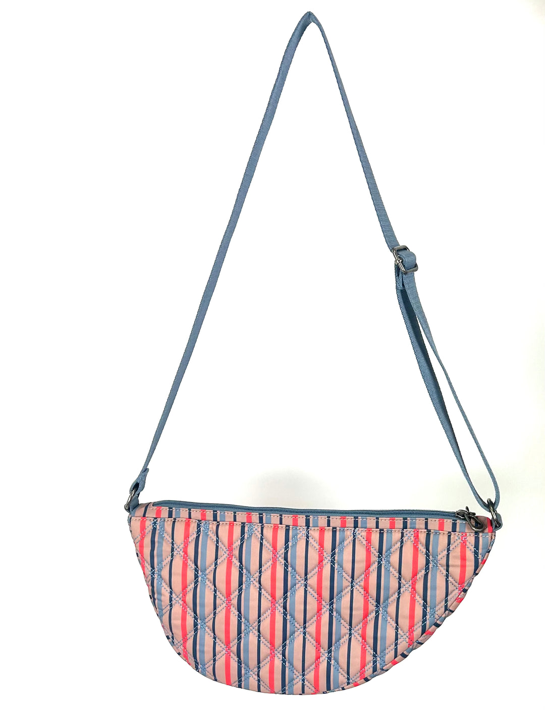 Brown Quilted Crescent Shoulder Bag