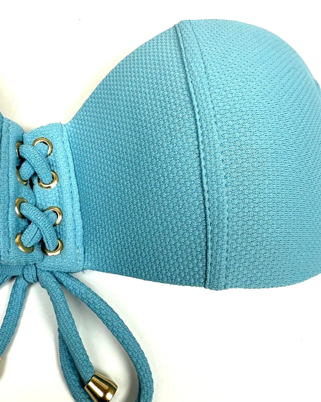 Sky Blue Textured Convertible Bikini Top - Size S, L