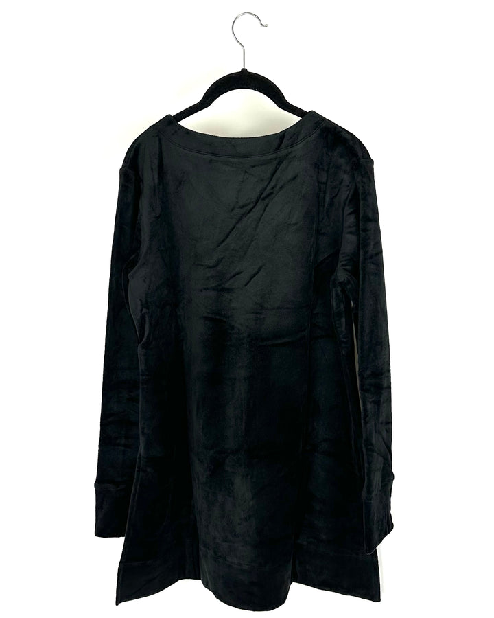 Black Fleece V Neck Pajama Top - Small - 1X