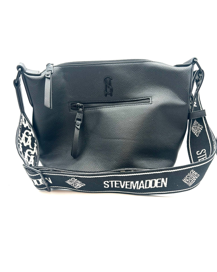 Black Faux Leather Crossbody Bag