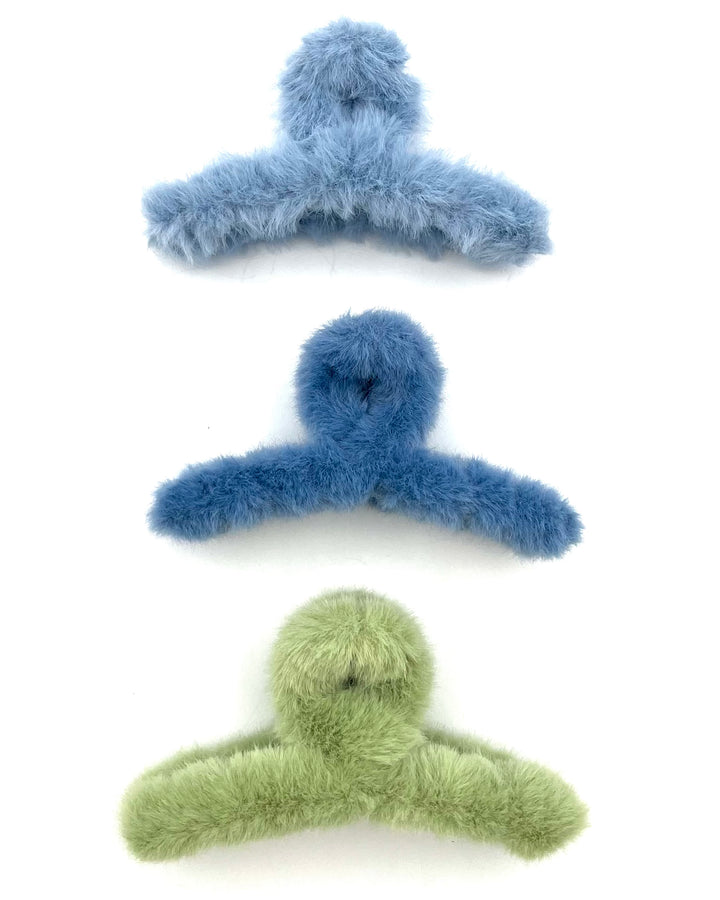 3 Pack of Fuzzy Claw Clips