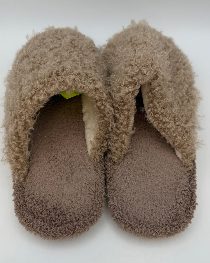 Brown Fuzzy Slippers - Size 9/10
