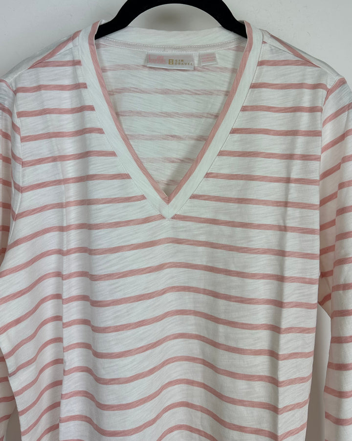 White and Pink Striped Top - Size 6/8