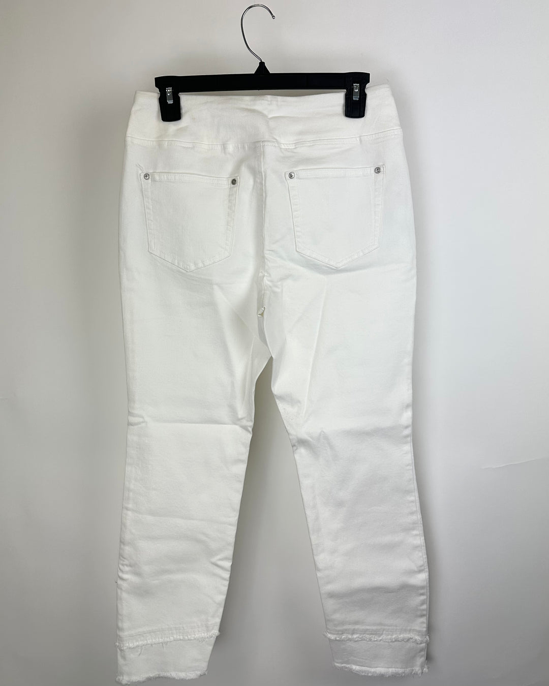 Cloud White Stretch Frayed Pants - Size 6