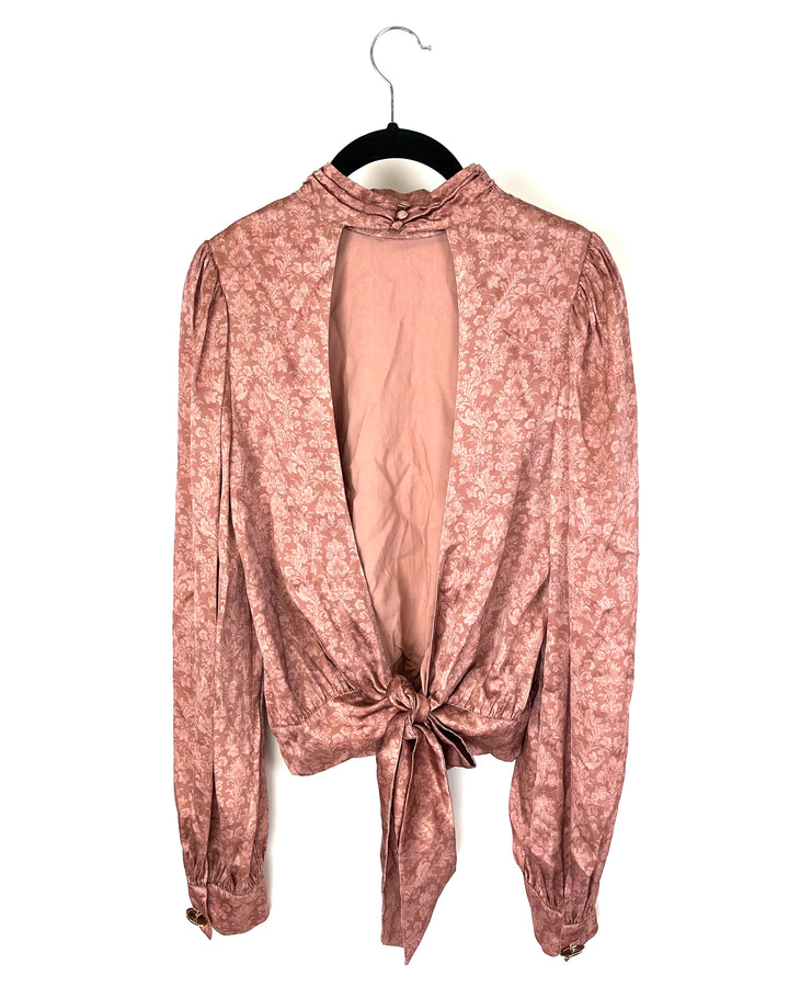 Pink Open Back Blouse - Size 4