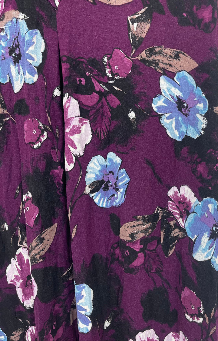 Purple Floral Sleeveless Lounge Dress - Size 6/8