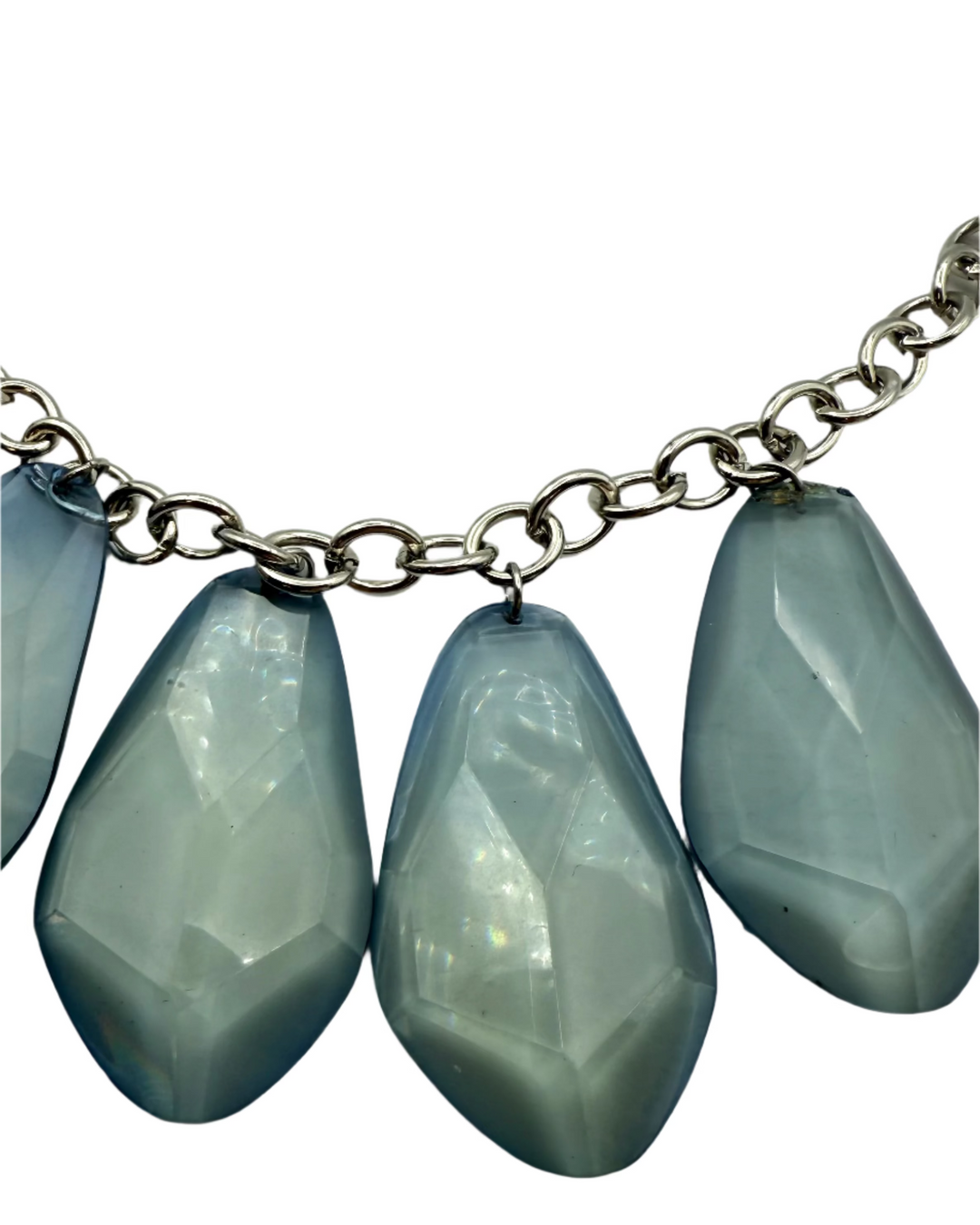 Blue Grey Gemstone Statement Necklace