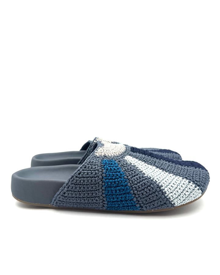 Blue Abstract Crochet Clogs - Size 6