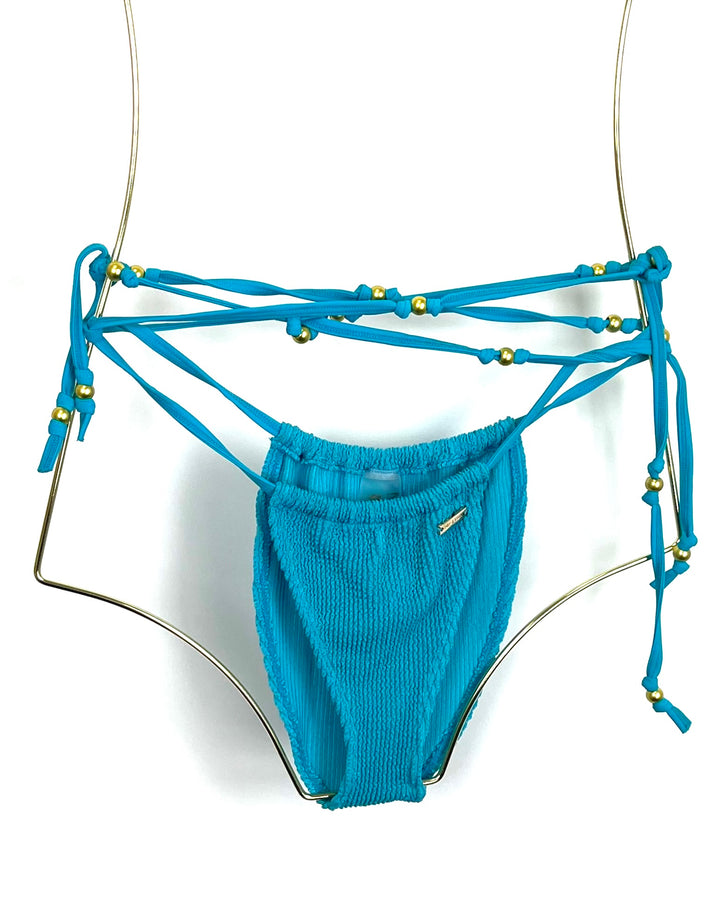Teal Textured Cheeky Bikini Bottom - XS, S, M, L, XL