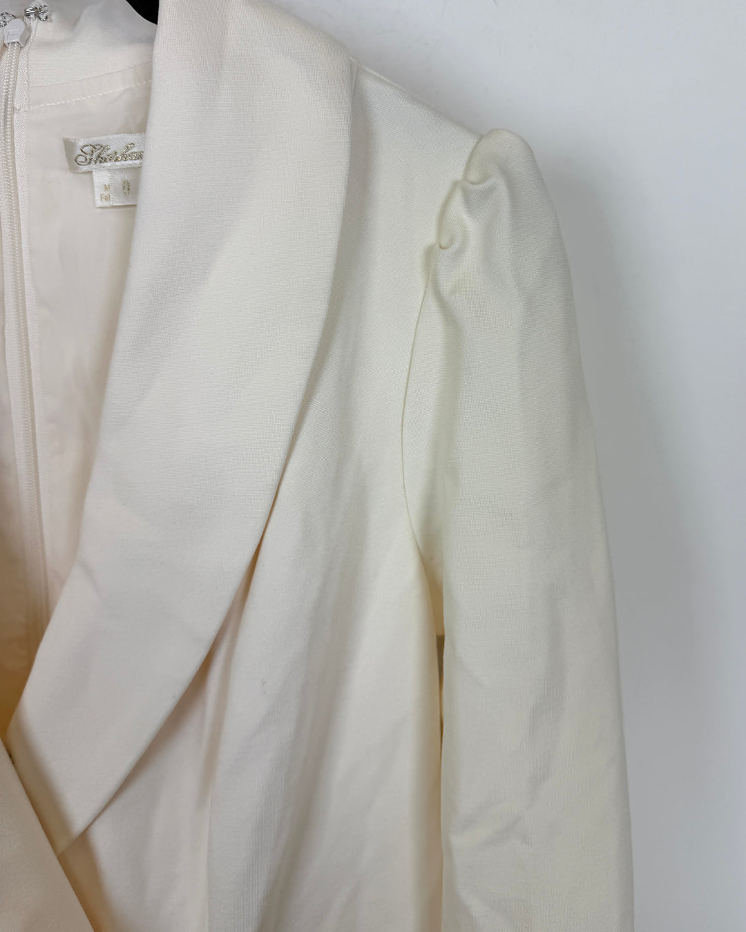 Cream Collared Long Sleeve Dress - Size 0