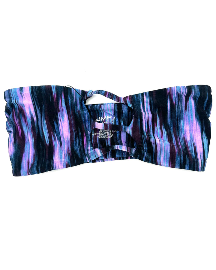 Blue And Purple Strapless Bandeau Bikini Top - Extra Small