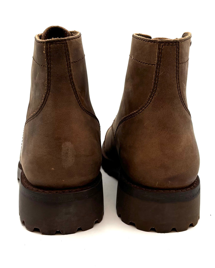 MENS Distressed Walnut Brown Leather Combat Boots - Size 8