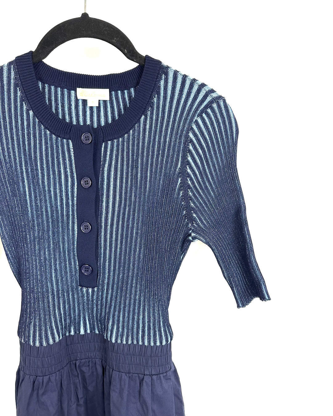 Blue Long Ribbed Bodice Dress - Size 2/4