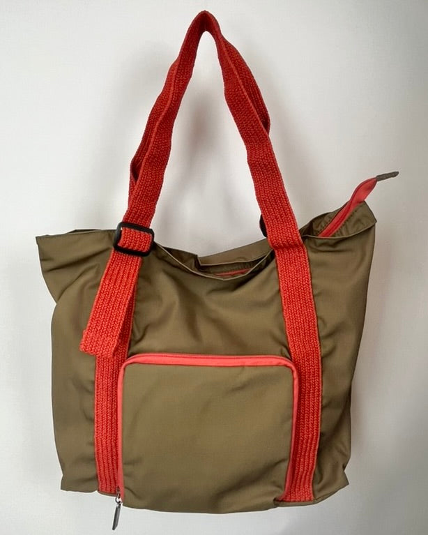 Khaki Nylon Tote Bag