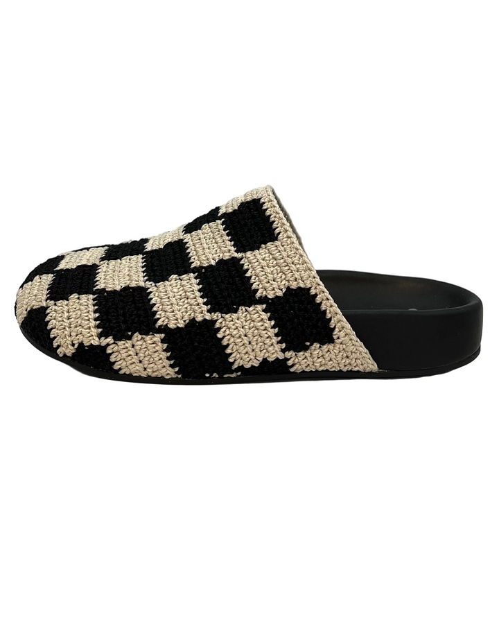 Black and Beige Checkered Crochet Clog - Size 5, 6, 7, 8, 9, 10 and 11