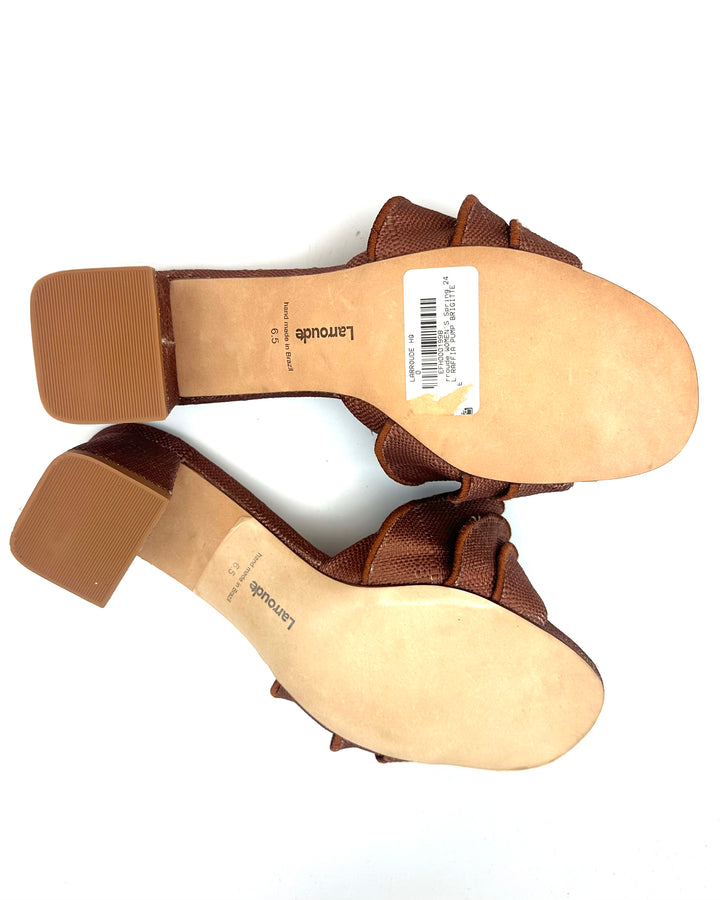 Brown Textured Slip On Sandals - Size 6.5