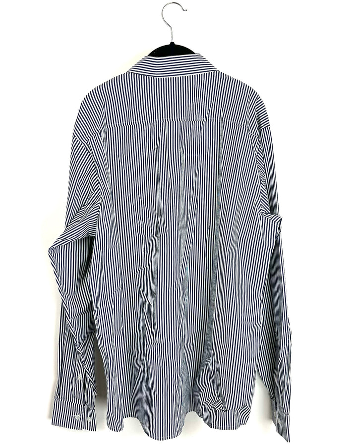 Blue Striped Collared Button Down- Size 8/10