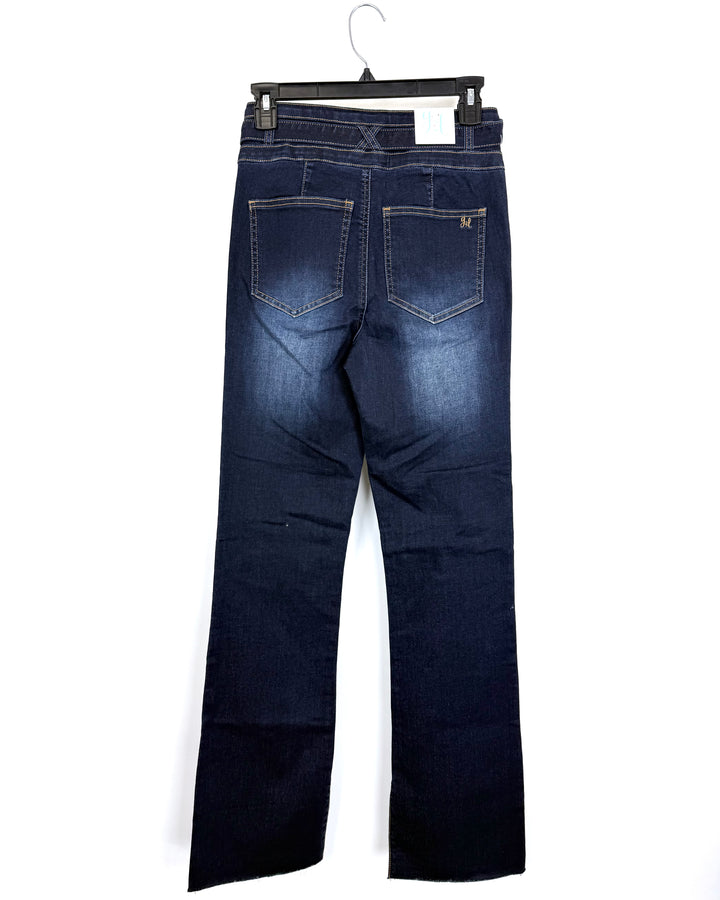 Dark-Wash Indigo Tie-Waist Flare Jeans - Size 0