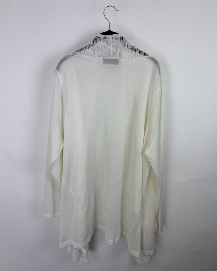 Cream Open Long Cardigan- Extra Large