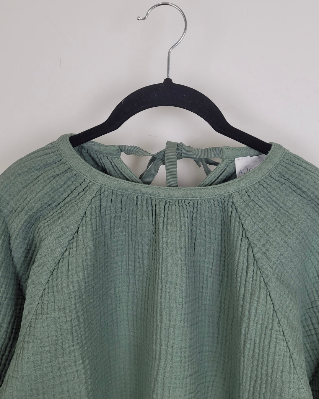 Muted Green Textured Top - Size 0/2, 4/6, 8/10, 12/14 and 16