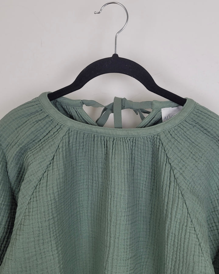 Muted Green Textured Top - Size 0/2, 4/6, 8/10, 12/14 and 16