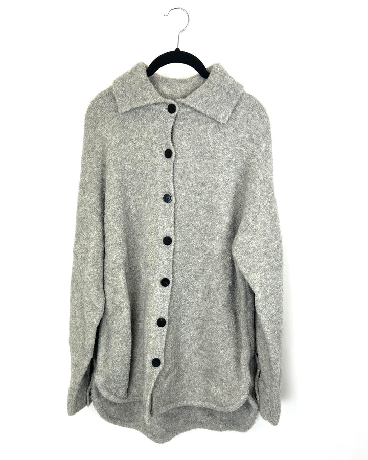 Theory Light Grey Knit Jacket - Small