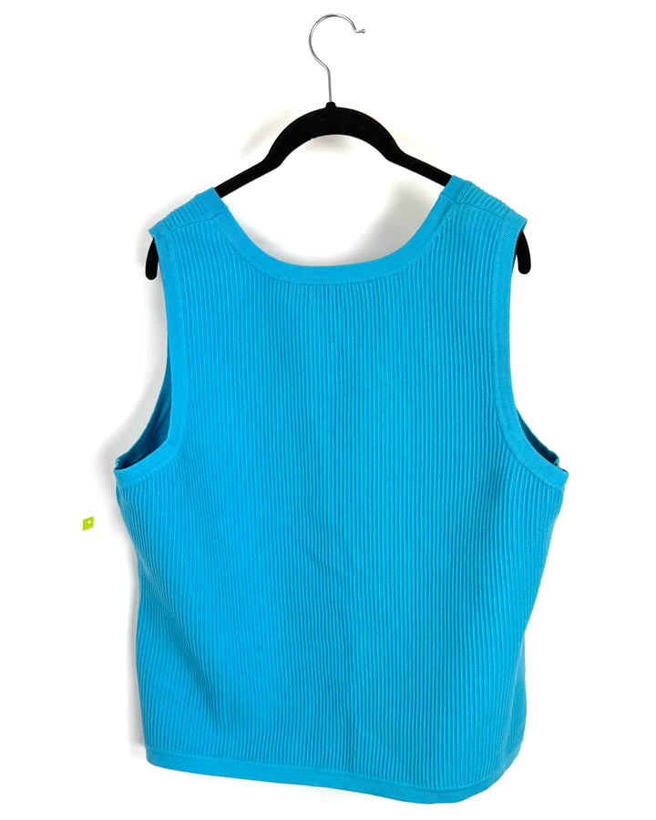 Teal Blue Sweater Tank Top - 2X