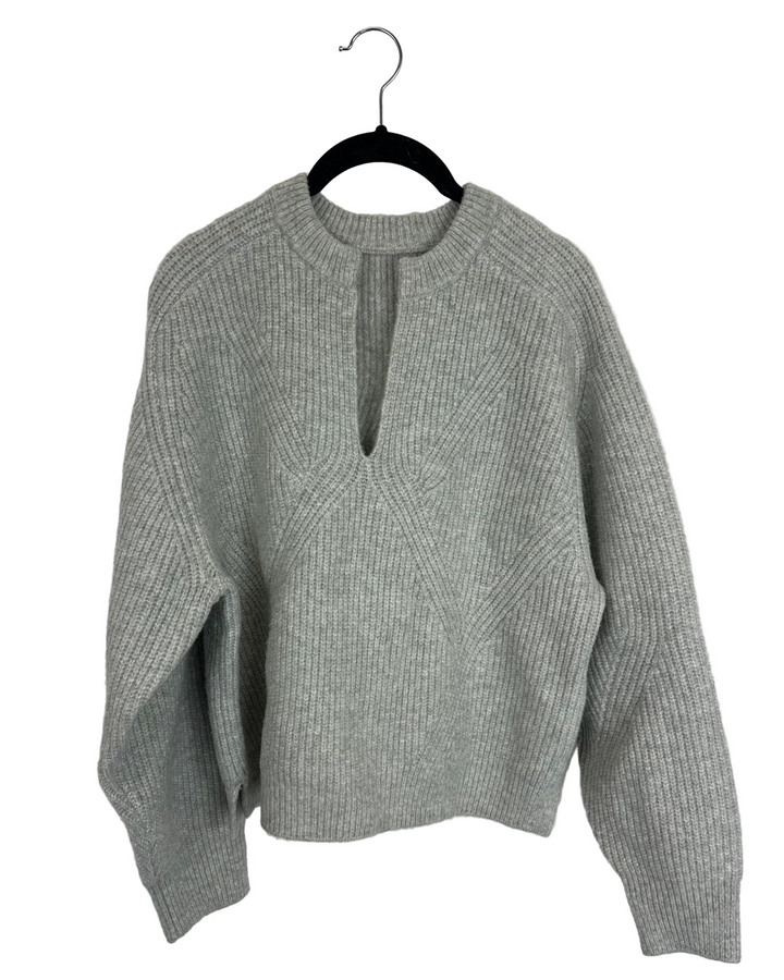 Grey V-Neck Sweater - Size 4/6