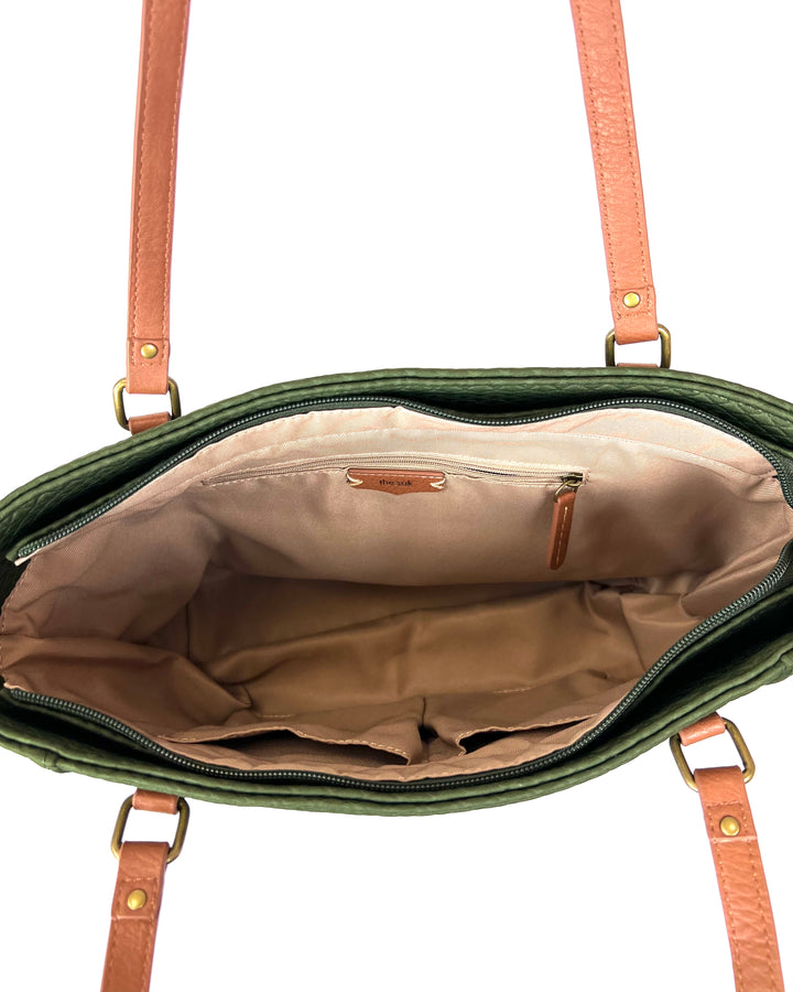 Olive Green Textured Shoulder Bag