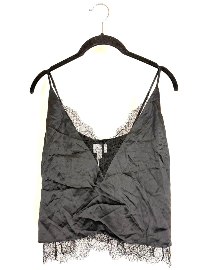 Midnight Black Lace Cropped Camisole - size 2/4