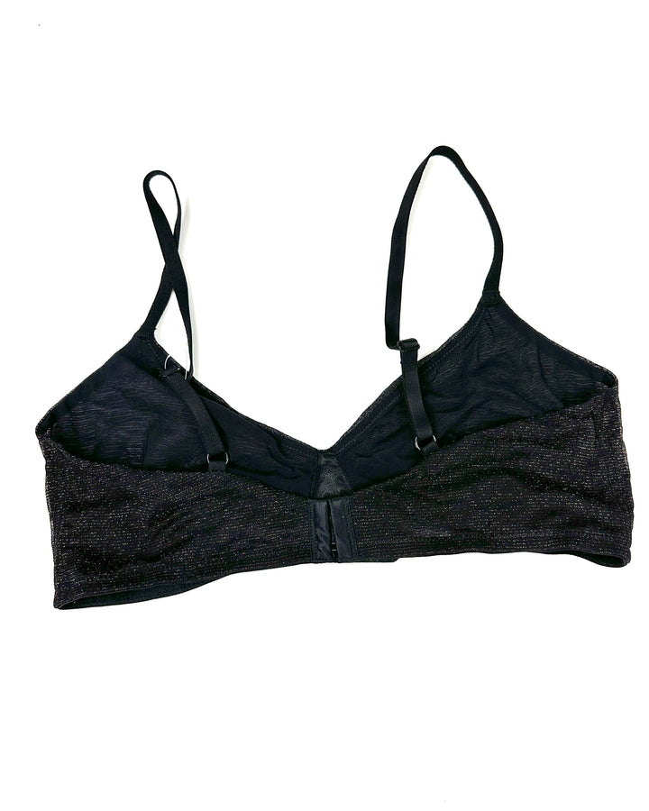 Metallic Black Mesh Bralette - Small