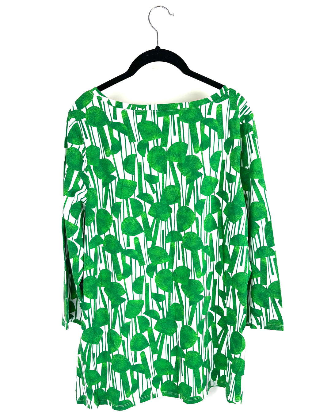 Green and White Geometric Pattern Top - Size 14/16