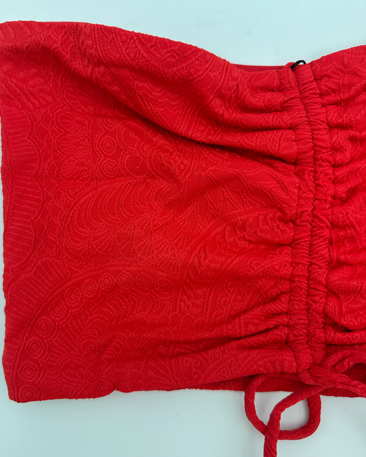 Red Embossed Bandeau Bikini Top -  XS, M, L, XL, XXL