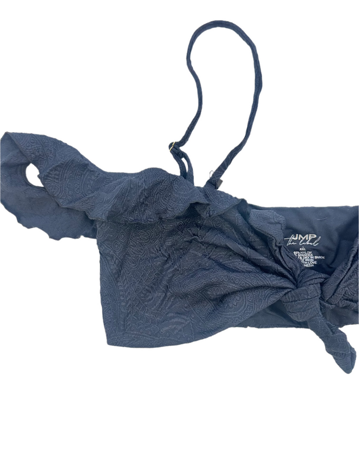 Black Embossed Ruffle Bikini Top - Extra Large and Extra Extra Large