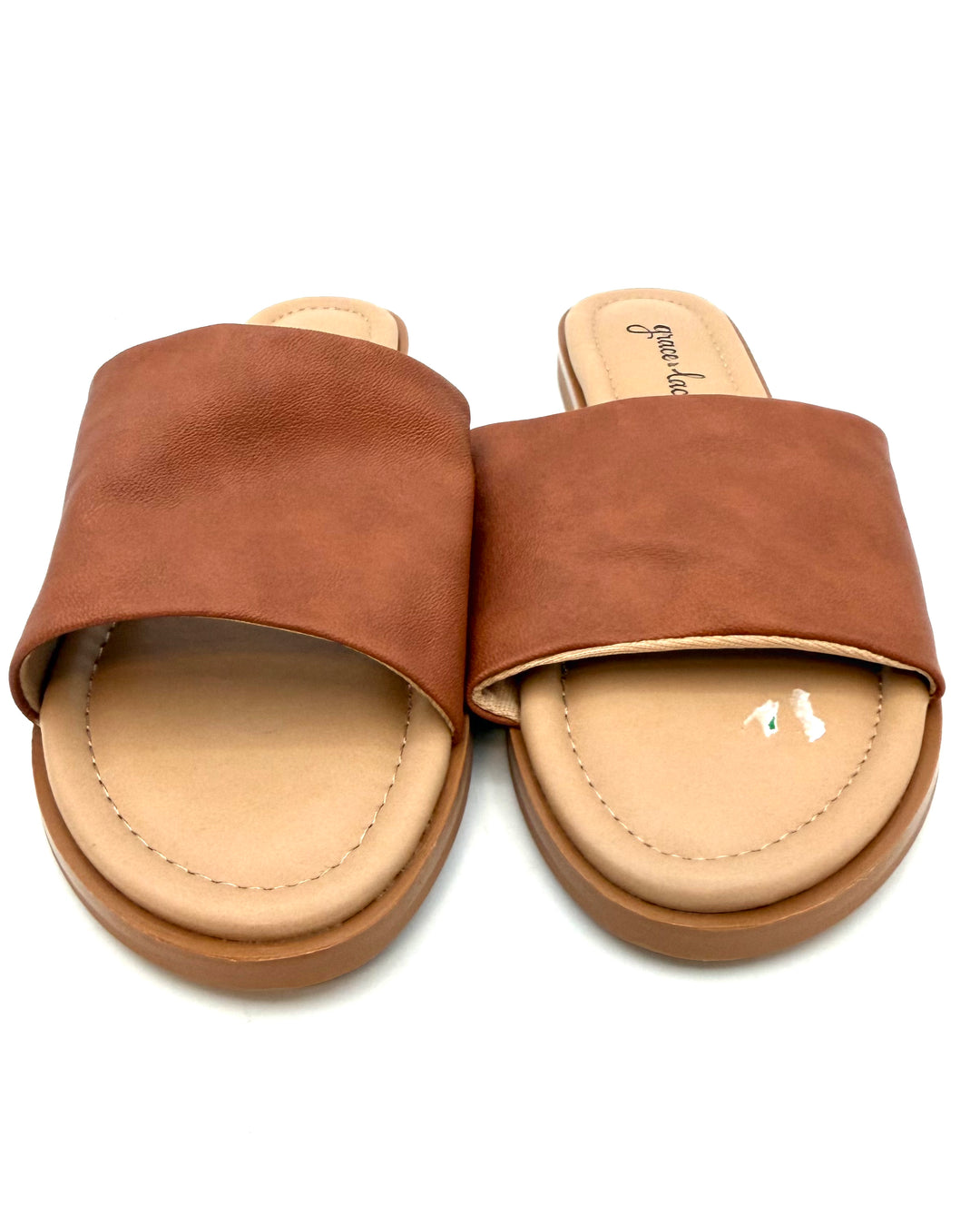Brown Faux Leather Sandals - Size 6
