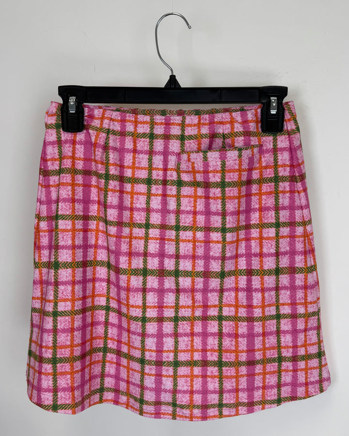 Bright Pink Plaid Athletic Skirt - Extra Extra Small