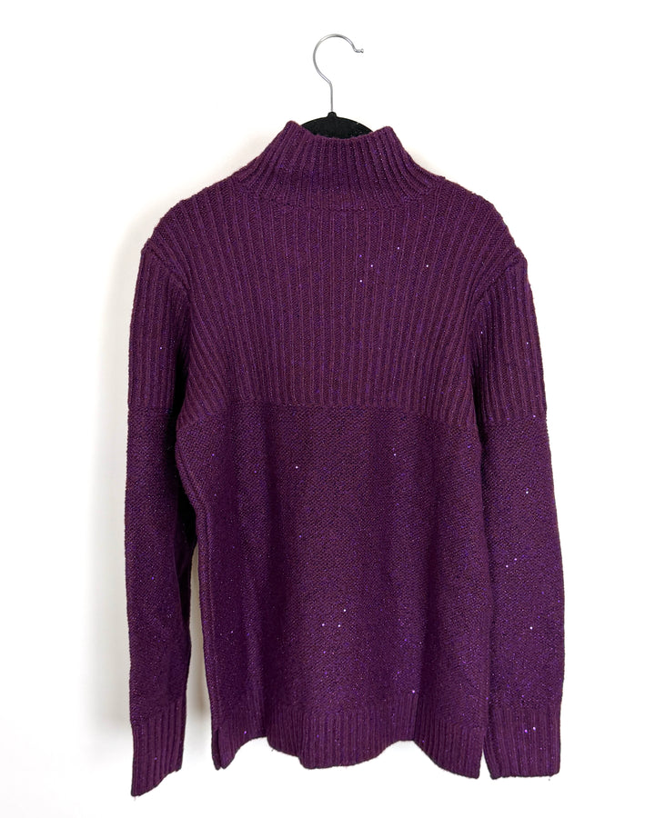 Plum Sequin Turtleneck Sweater - Size 6/8