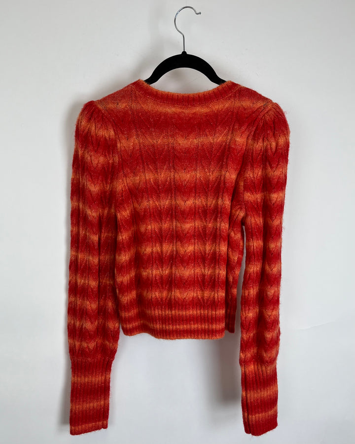 Orange and Red Cable Knit Top - Size 6/8
