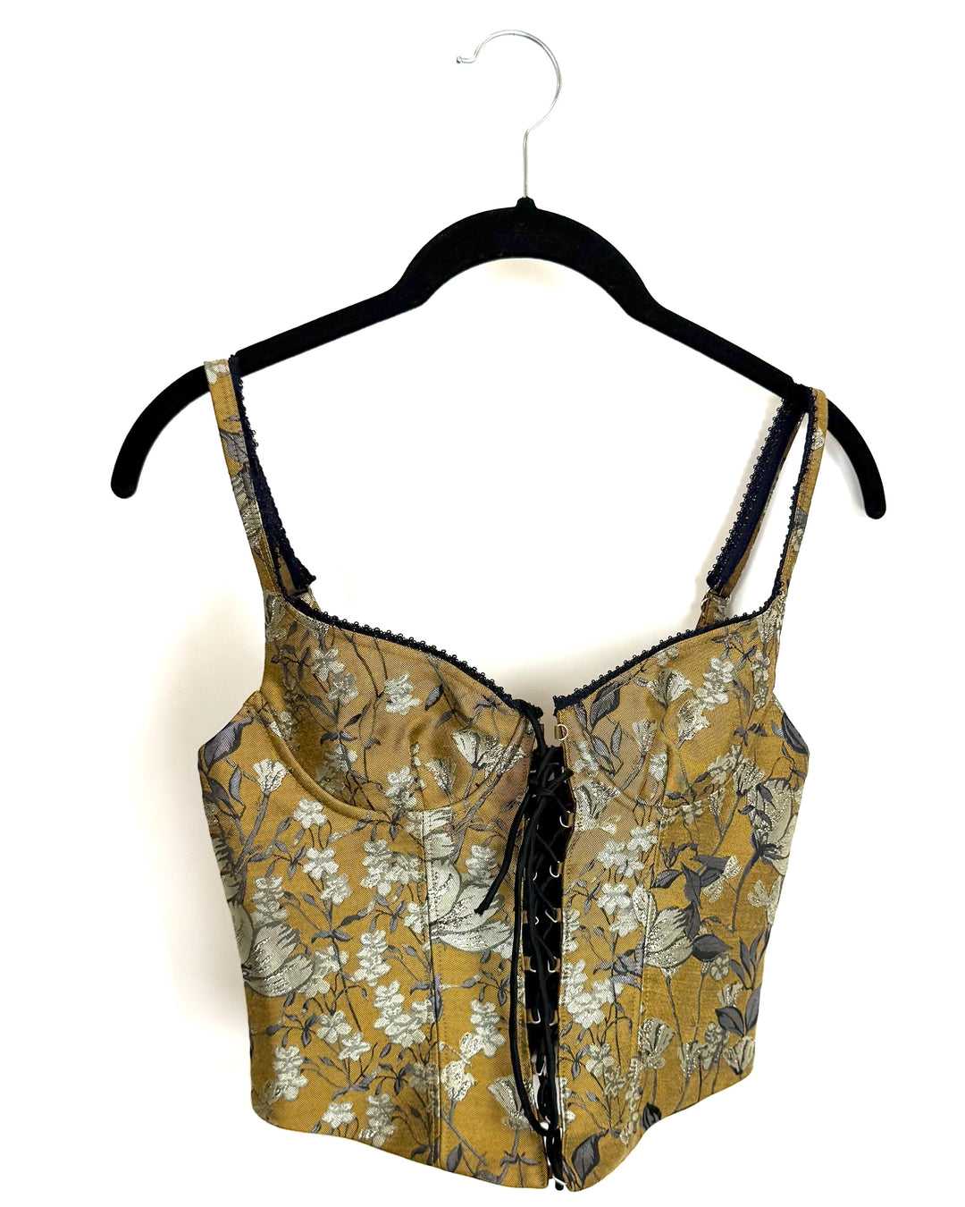 Dark Yellow Floral Corset - Size 0/2