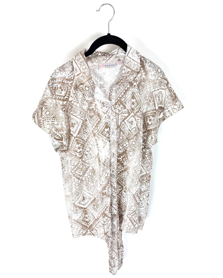 Tan Abstract Print Top - Size 6/8