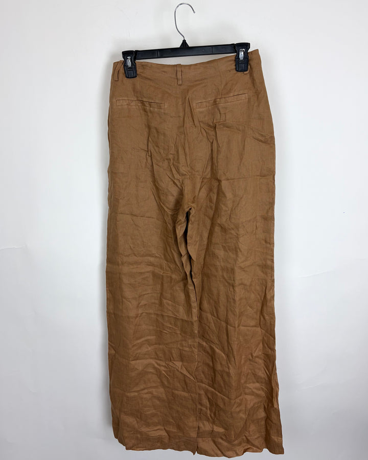 Caramel Linen Trousers - Size 4